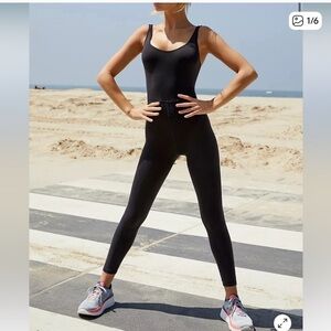 Free People Black Active Jumpsuit